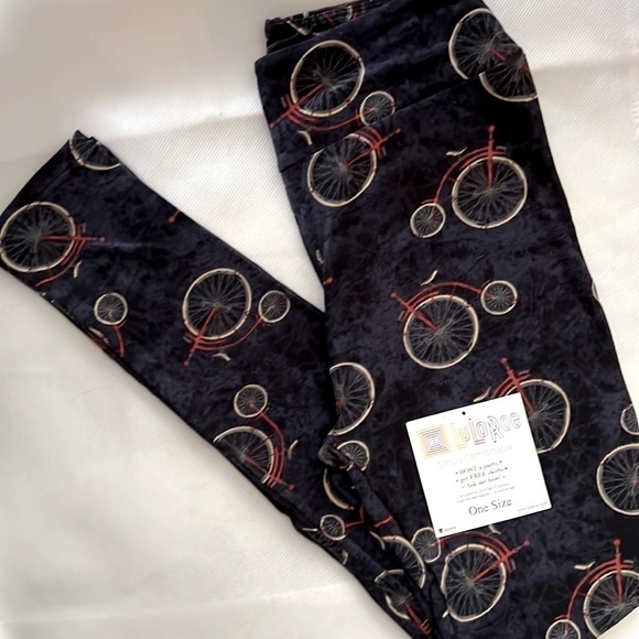 NEW!!! LuLaRoe bicycle print leggings Size OS - Picture 1 of 6